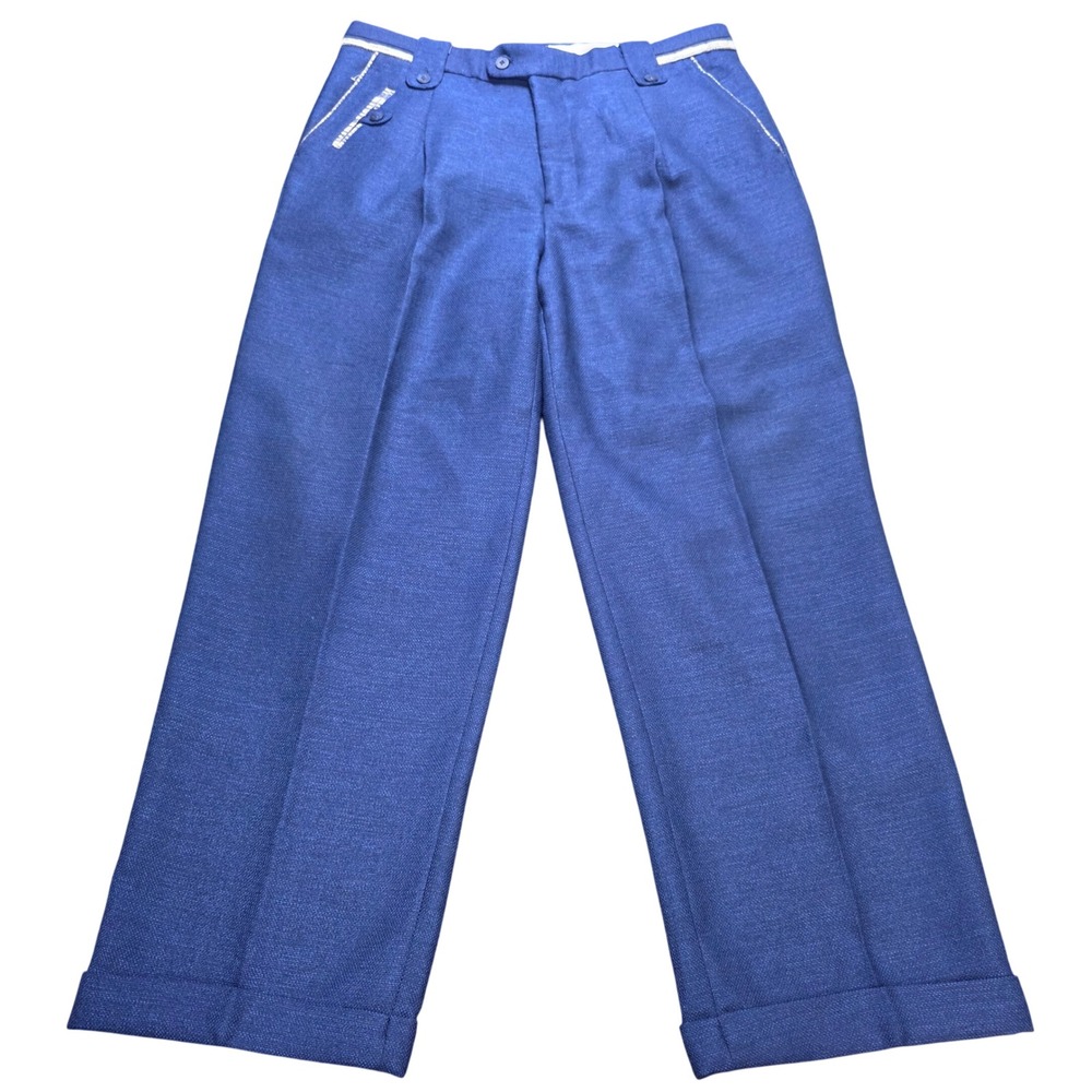 Silver Silk Linen Blend Pleated Dress Pants Men's Size 36x31 Blue Wide Leg Y2K